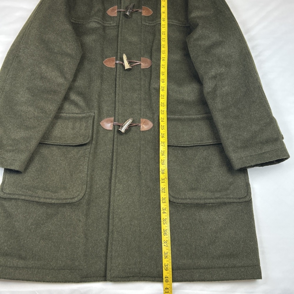 Vintage Lands End Toggle Men's Sz L Hooded Coat Wool Quilt Lined Duffle Pischl - Picture 3 of 15